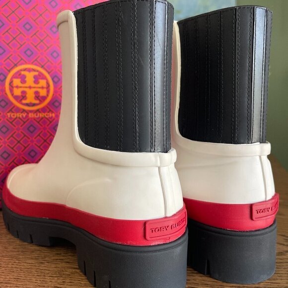 NWT！NEW! Tory Burch Women Hurricane Boots - Ivory**ONLY US 7** Waterproof Rain - Picture 3 of 6